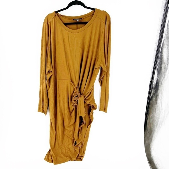 ✅ELOQUII MUSTARD SIDE KNOT SCOOP NECK DRESS SIZE 26/28 - Picture 1 of 5